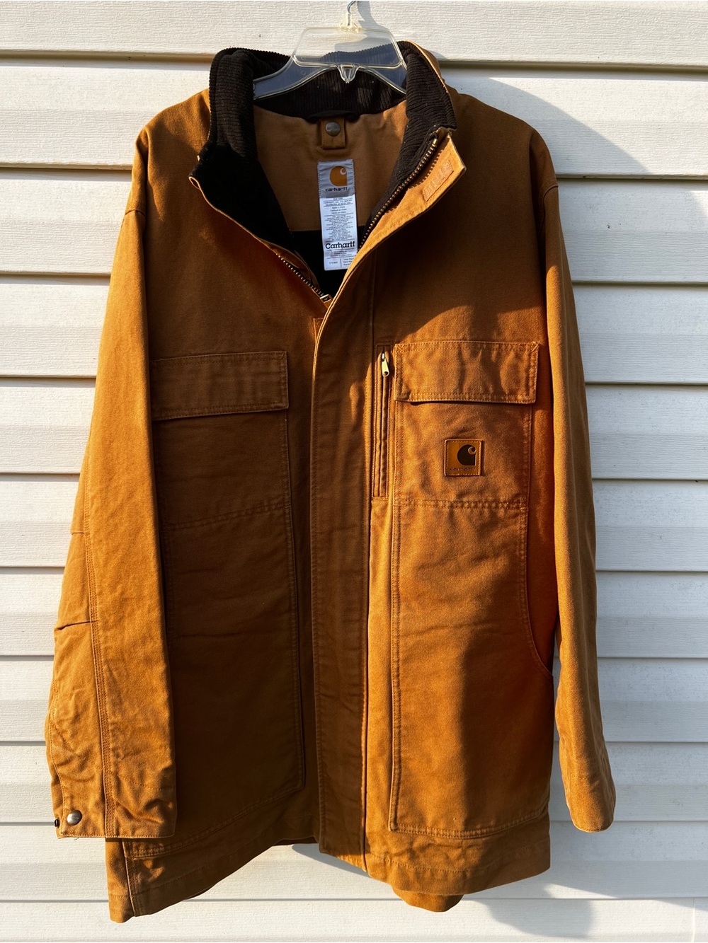 RARE Carhartt size Large Mens Rugged Work Loose Jacket Brown